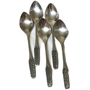 Vintage 1970s Viners Shape Pattern Stainless Steel Tea Spoons Set of 5